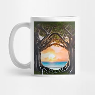 Surreal Banyan Tree Sunset Window Mug
